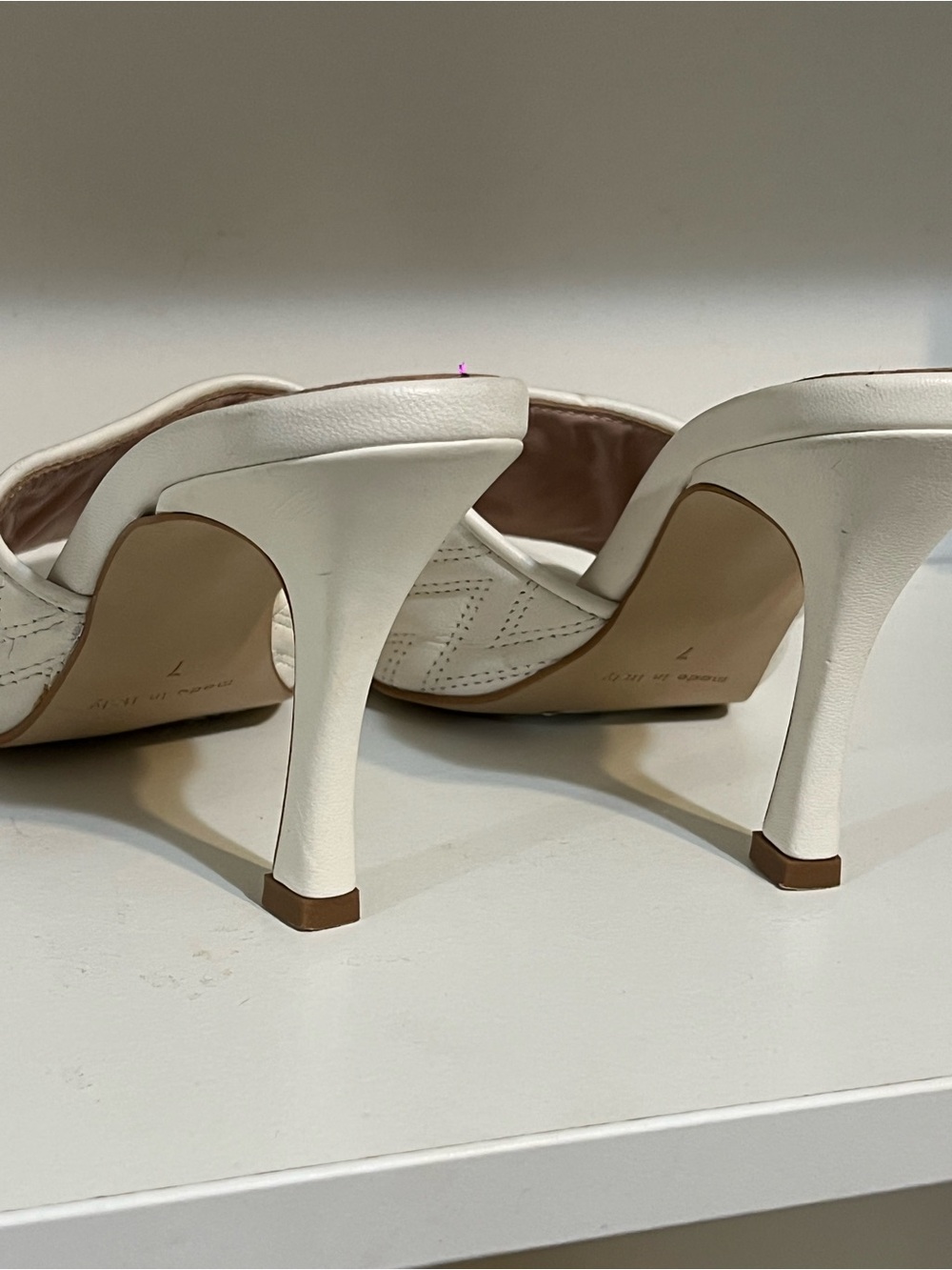 Valentino by Mario Valentino Venere Ivory Quilted Leather Heeled Sandals Size 7 - Picture 6 of 16